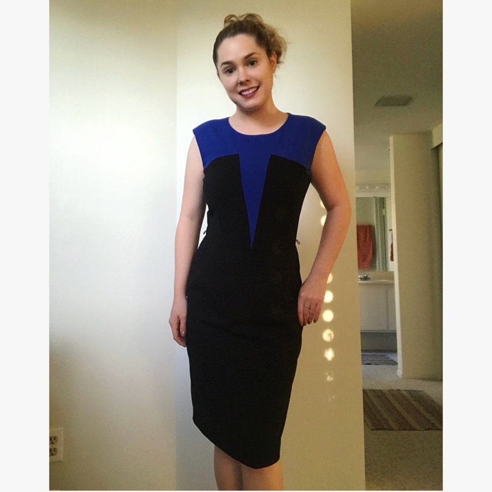 🔵 Calvin Klein Black Blue Color Block Dress 🔵